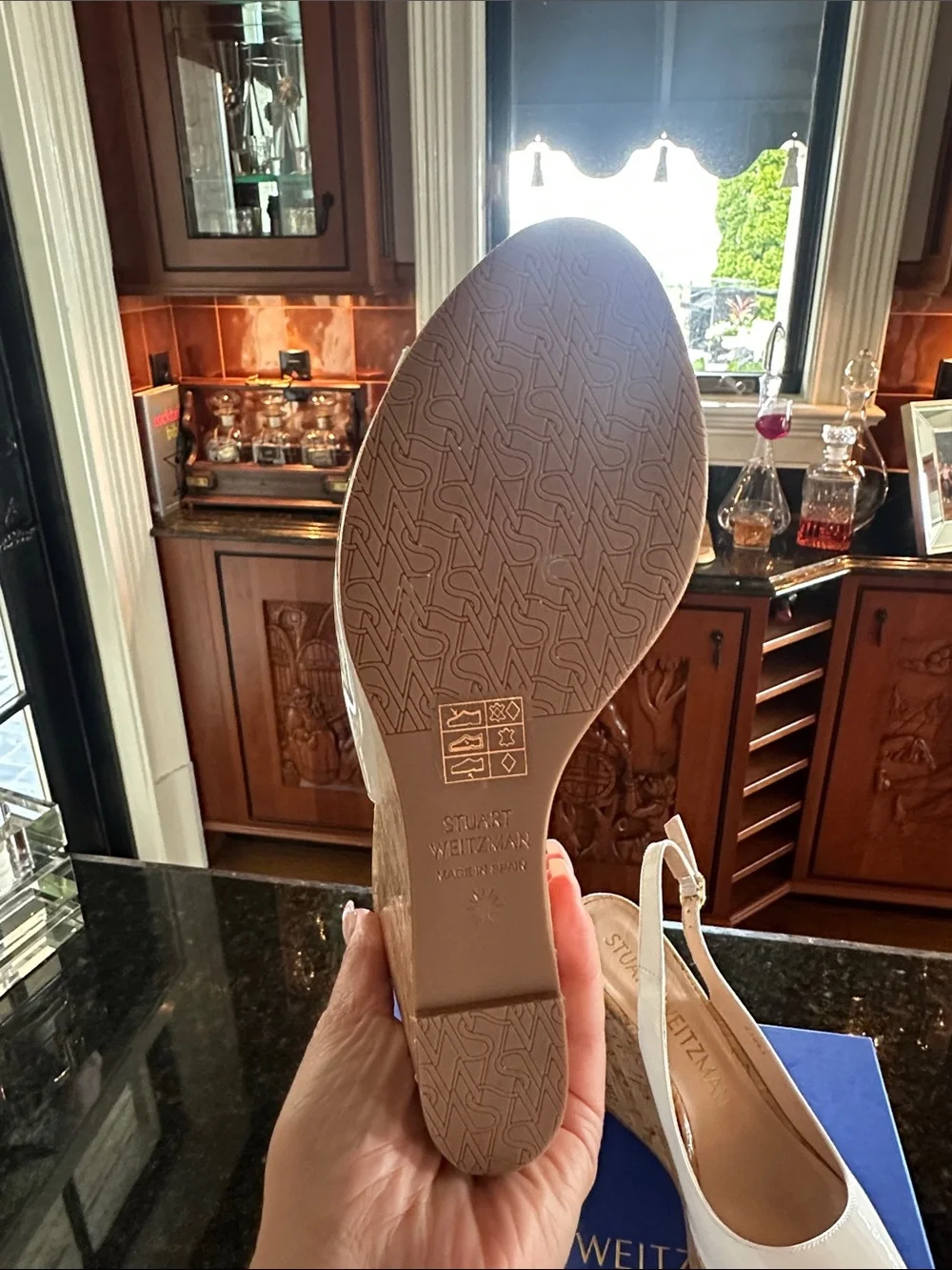 Stuart Weitzman White Cork Platform Wedge Slingbacks - Picture 4 of 5